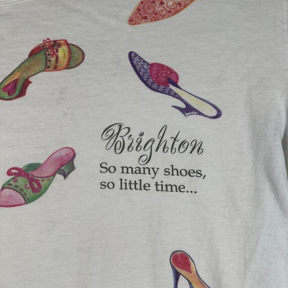 Brighton Womens One Size White If The Shoe Fits T-Shirt SS Preshrunk‎ Cotton - Picture 2 of 9